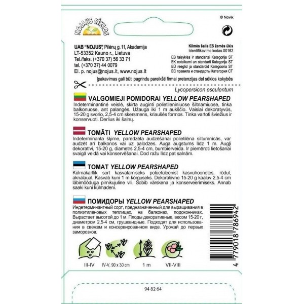 EKO ĒDAMI TOMĀTI YELLOW PEARSHAPED 0,1G