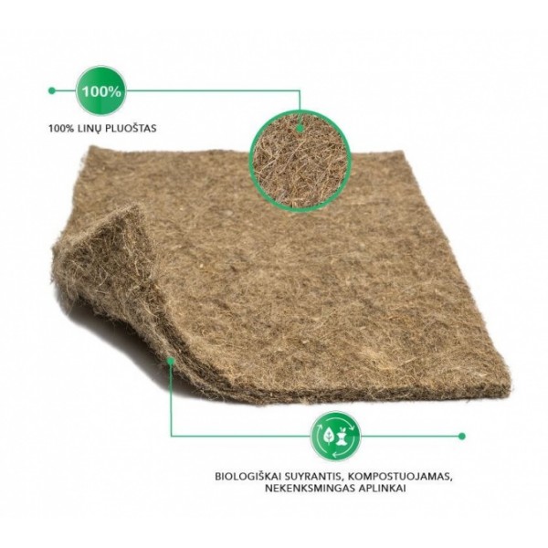 Evergreen Mat 100% linu šķiedras paklājiņš mikrozaļumu audzēšanai, 25 cm x 25 cm x 4 gab.