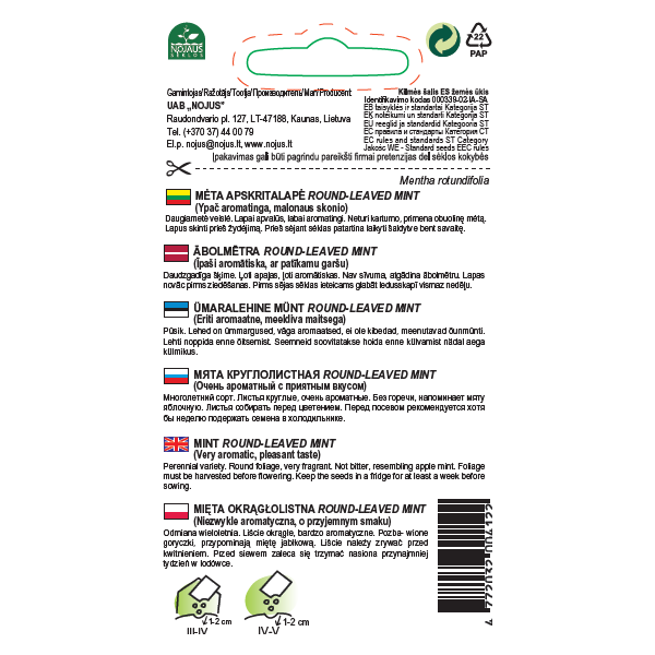 BIO piparmētra Round-Leaved Mint