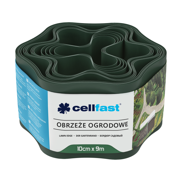 Cellfast Dārza zāliena apmales tumši zaļš. 10 cm x 9 m