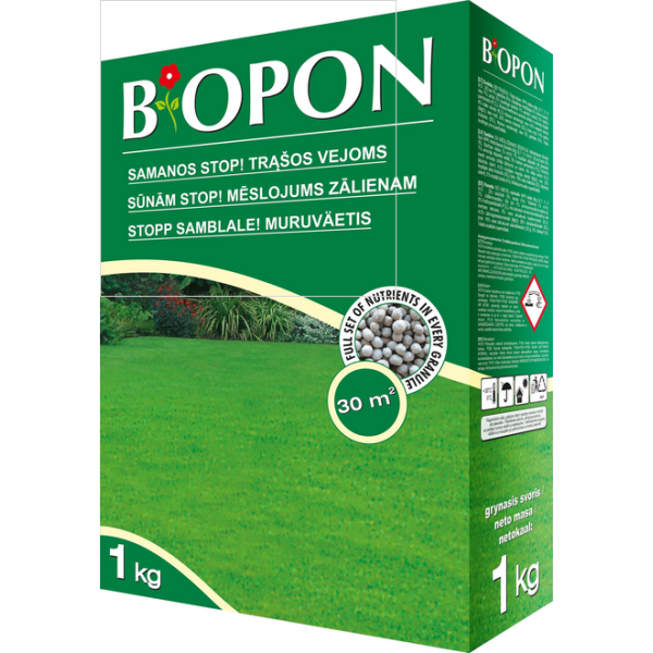 BIOPON Zāliena mēslojums pret sūnām 1kg (granulas)