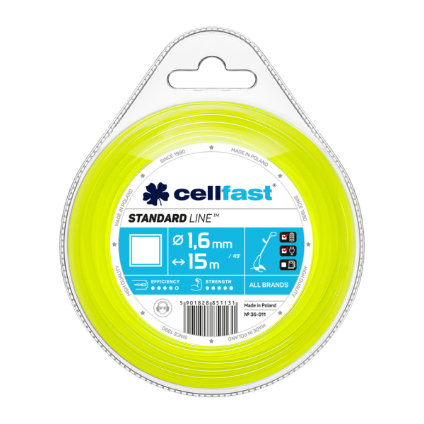 Cellfast trimmera aukla STANDARTA 1,6 mm x 15 m (kvadrātveida)