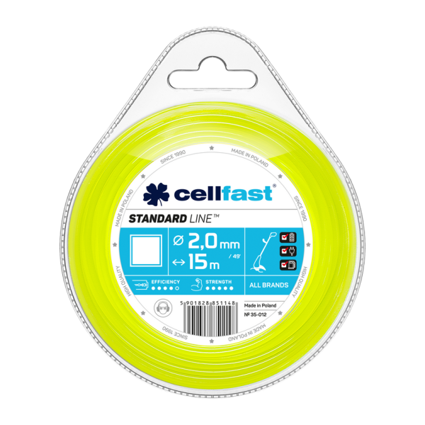 Cellfast trimmera aukla STANDARTA 2 mm x 15 m (kvadrātveida)