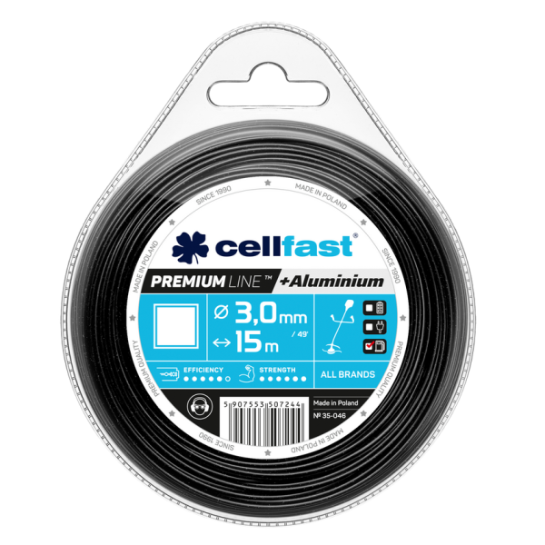 Cellfast trimmera rullītis PREMIUM 3 mm x 15 m (kvadrāts)