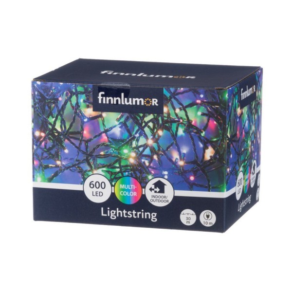 FINNLUMOR girlianda 600 LED daugiaspalvė