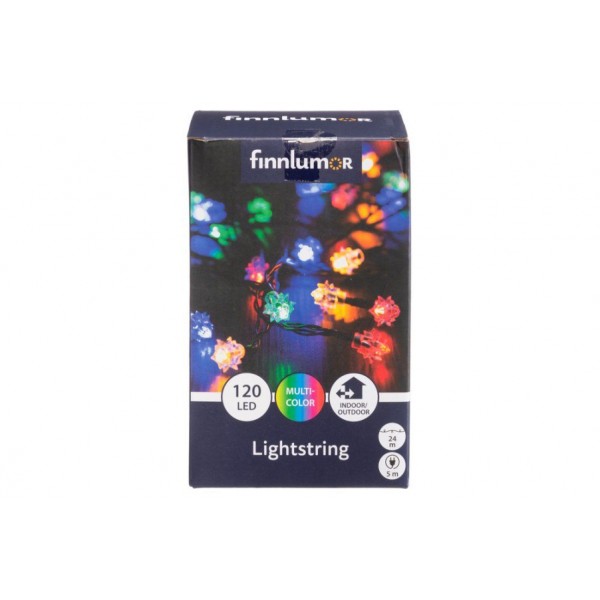 FINNLUMOR Retro LED virtene ar 120 daudzkrāsainām lampiņām