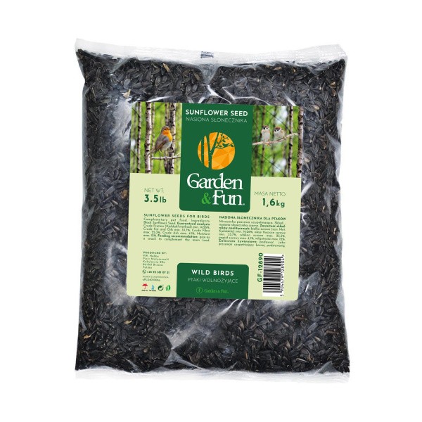 GARDEN & FUN melnās saulespuķu sēklas savvaļas putniem, 1,6 kg